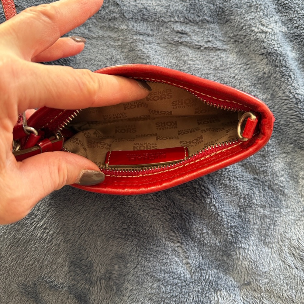 Michael Kors Cherry Red Wristlet with Silver Logo - Picture 14 of 16